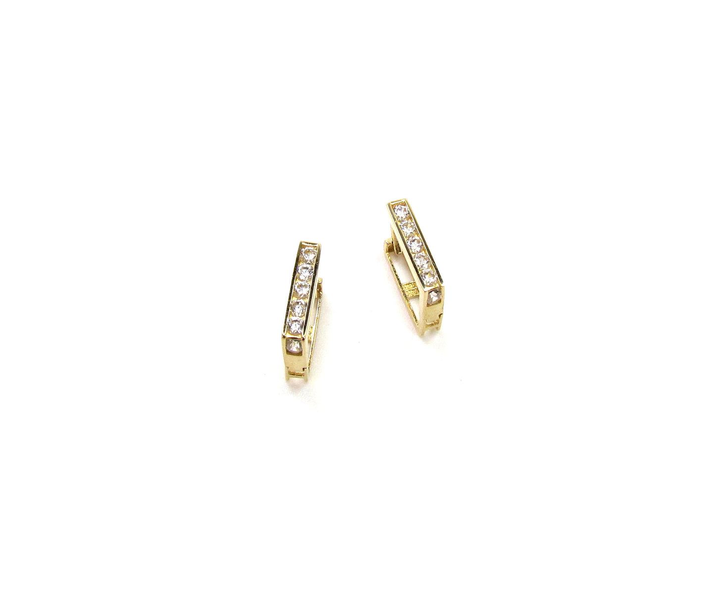 14K Gold Square CZ Hoop Earrings | Modern Geometric Everyday Hoops